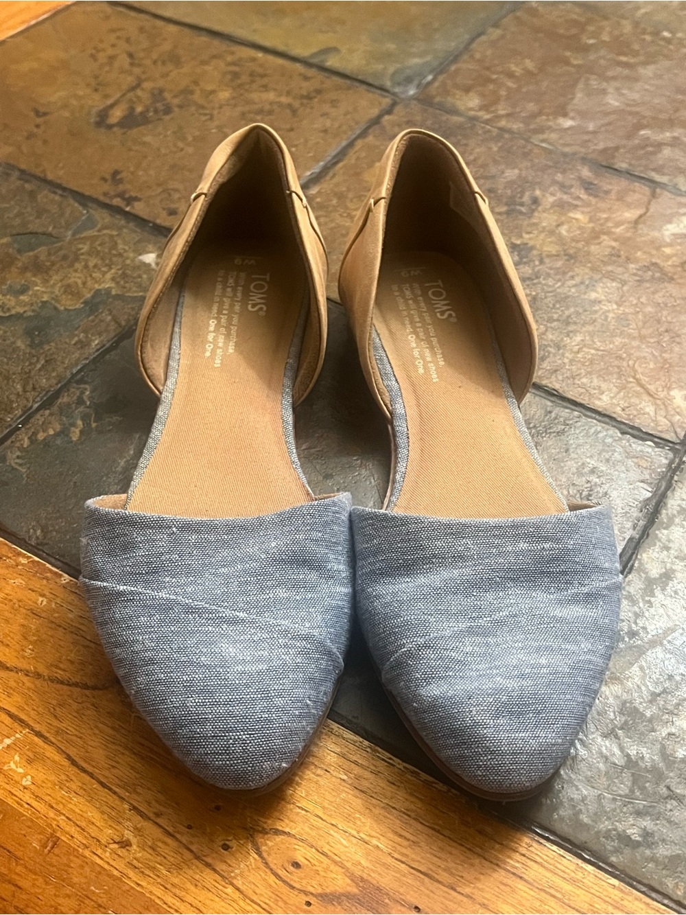 SAS Women's Two-Tone D'Orsay Flats in Chambray Blue and Tan